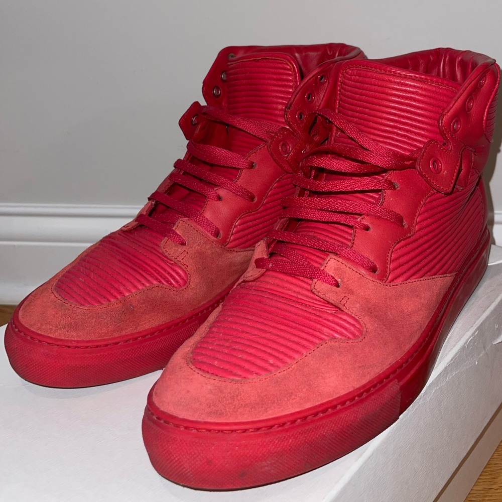 AUTHENTIC BALENCIAGA COTE TRAINER PLEATED RED SNEAKER - Picture 2 of 5